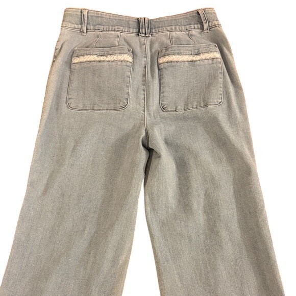 Wit Wisdom Women's Light Wash Denim Wide Leg Cropped Jeans Size 8 Lace Trim - Picture 4 of 8